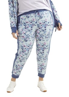 Vera Bradley Women's Active French Terry Color-blocked Jogger Pants With Pockets (Extended Size Range) Fresh-Cut Bouquet