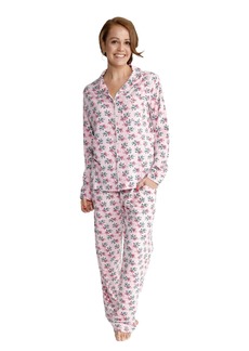 Vera Bradley Women's Cotton Pajama Set With Long Sleeve Button-up Shirt and Pants (Extended Size Range)  Extra Small