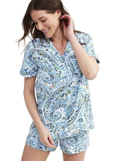Vera Bradley Women's Cotton Pajama Set With Short Sleeve Button-up Shirt and Shorts (Extended Size Range)