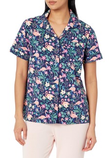 Vera Bradley Women's Cotton Pajama Short Sleeve Button-Up Shirt