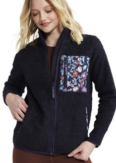 Vera Bradley Women's Fleece Zip-Up Sweatshirt with Pockets (Extended Size Range) Fresh-Cut Floral Navy