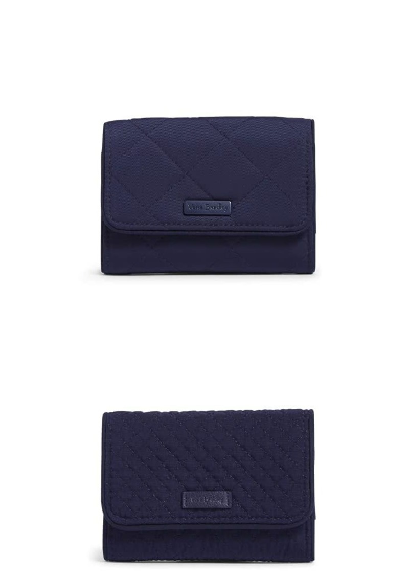 Vera Bradley Women's Performance Twill Riley Compact Wallet with RFID Protection Classic Navy One Size withVera Bradley Women's Microfiber Riley Compact Wallet with RFID Protection