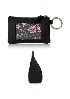 Vera Bradley Women's Performance Twill Zip ID Case Wallet Black  withVera Bradley Medium Sling Backpack Black-Recycled Cotton