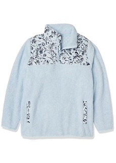 Vera Bradley Women's Snap Collar Fleece Pullover Sweatshirt With Pockets (Extended Size Range)  Extra Small