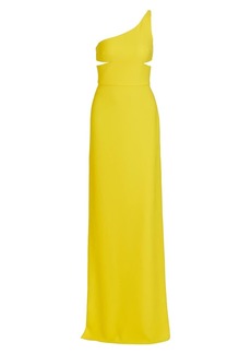 Vera Wang Annabelle One-Shoulder Crepe Gown