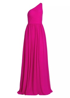 Vera Wang Verge Pleated One-Shoulder Gown
