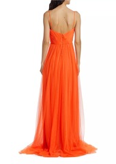 Vera Wang Veria Sleeveless Pleated Tulle Gown