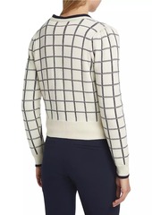 Veronica Beard Adaire Windowpane Check Cotton Cardigan