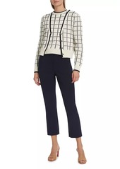 Veronica Beard Adaire Windowpane Check Cotton Cardigan