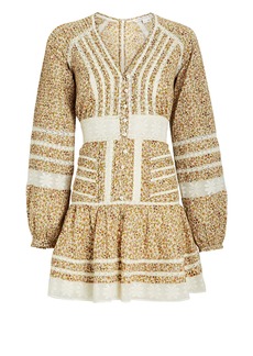 Veronica Beard Addilyn Lace-Trimmed Floral Cotton Mini Dress