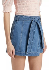 Veronica Beard Agee Denim Tie-Waist Skort