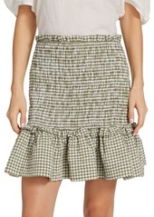 Veronica Beard Aloya Smocked Cotton Blend Miniskirt