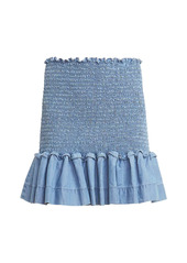 Veronica Beard Aloya Smocked Ruffle Mini Skirt