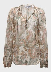 Veronica Beard Antonette Long-Sleeve Paisley Blouse