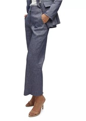 Veronica Beard Aubrie Linen-Blend Straight-Leg Pants