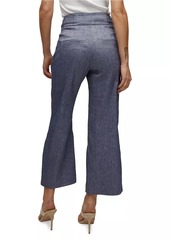 Veronica Beard Aubrie Linen-Blend Straight-Leg Pants