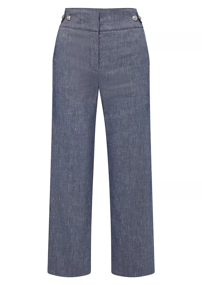 Veronica Beard Aubrie Linen-Blend Straight-Leg Pants