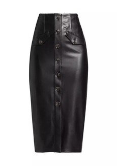 Veronica Beard Barrie Vegan Leather Midi-Skirt