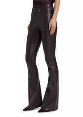 Veronica Beard Beverly High-Rise Faux-Leather Flare Jeans