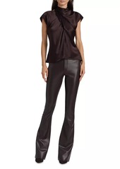 Veronica Beard Beverly High-Rise Faux-Leather Flare Jeans