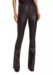 Veronica Beard Beverly High-Rise Faux-Leather Flare Jeans