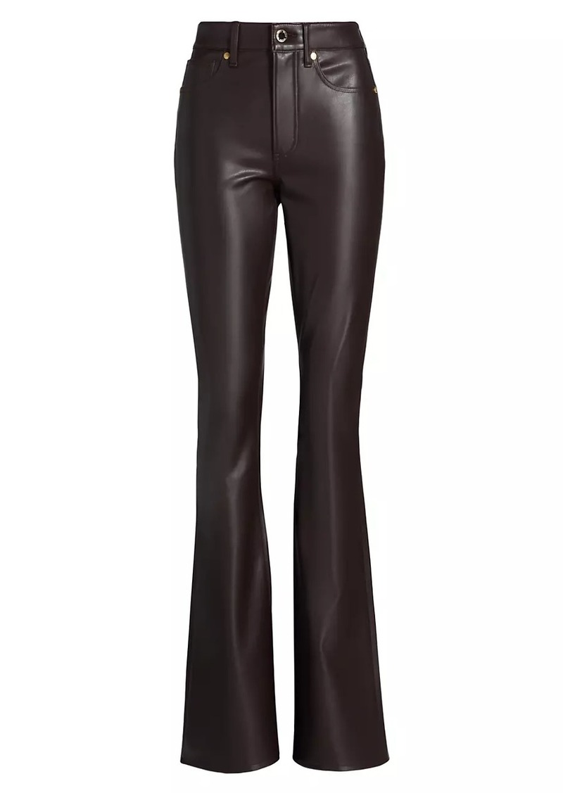 Veronica Beard Beverly High-Rise Faux-Leather Flare Jeans