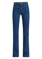 Veronica Beard Beverly High-Rise Pleated Flare Jeans