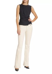 Veronica Beard Bisa Twisted Stretch Cotton Poplin Top