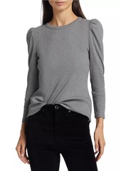 Veronica Beard Britney Stretch Cotton Puff-Sleeve Top