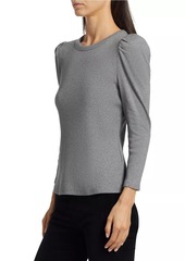 Veronica Beard Britney Stretch Cotton Puff-Sleeve Top