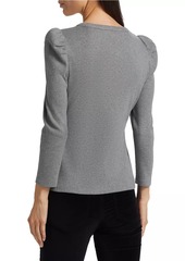 Veronica Beard Britney Stretch Cotton Puff-Sleeve Top