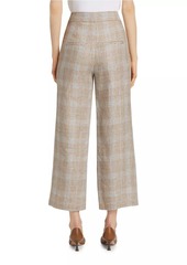 Veronica Beard Brixton Glen-Check Linen Crop Pants