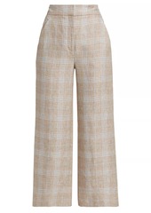 Veronica Beard Brixton Glen-Check Linen Crop Pants