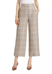 Veronica Beard Brixton Glen-Check Linen Crop Pants