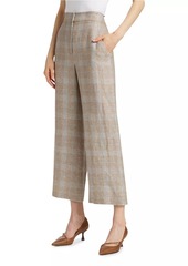 Veronica Beard Brixton Glen-Check Linen Crop Pants