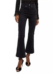 Veronica Beard Carson Flared Feather-Trim Jeans