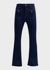 Veronica Beard Carson High Rise Ankle Flare Jeans with Patch Pockets