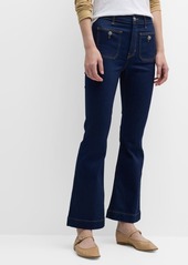 Veronica Beard Carson High Rise Ankle Flare Jeans with Patch Pockets