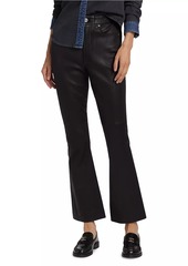 Veronica Beard Carson Leather High-Rise Ankle Flare Pants