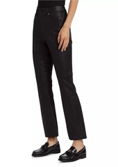 Veronica Beard Carson Leather High-Rise Ankle Flare Pants