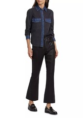 Veronica Beard Carson Leather High-Rise Ankle Flare Pants