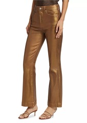 Veronica Beard Carson Metallic High-Rise Crop Flared Jeans