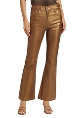 Veronica Beard Carson Metallic High-Rise Crop Flared Jeans