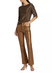 Veronica Beard Carson Metallic High-Rise Crop Flared Jeans