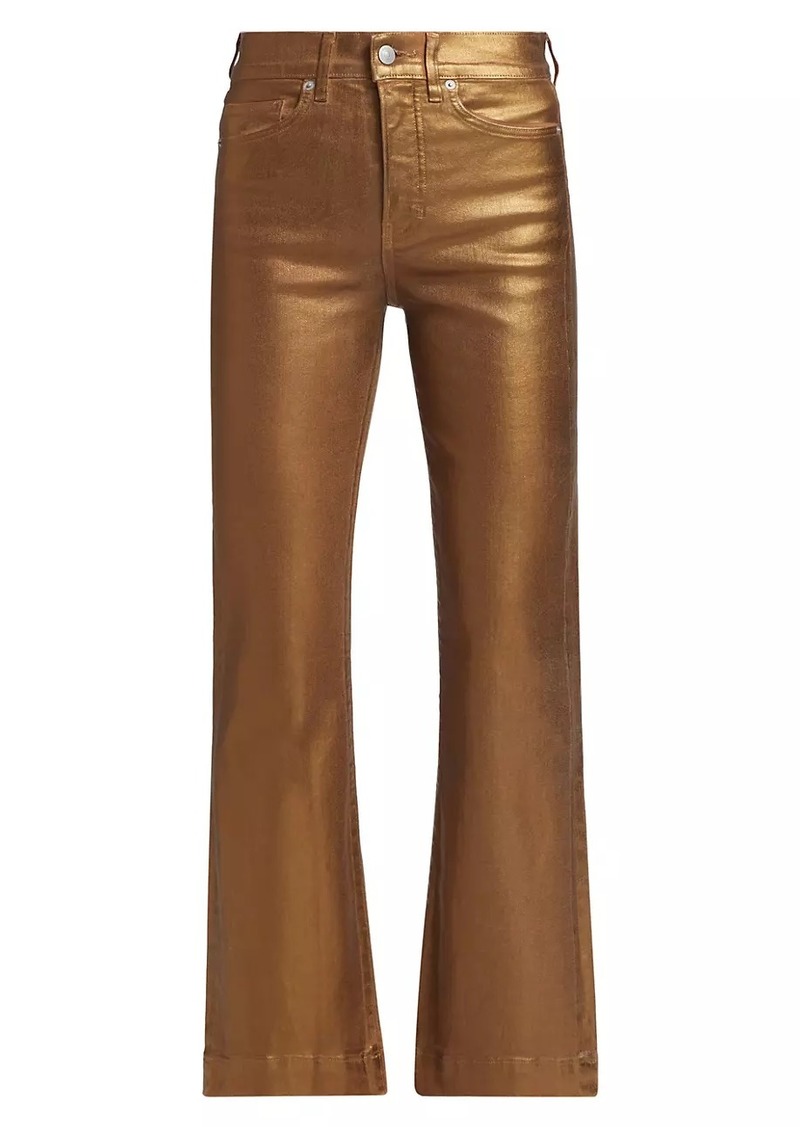 Veronica Beard Carson Metallic High-Rise Crop Flared Jeans