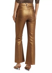 Veronica Beard Carson Metallic High-Rise Crop Flared Jeans