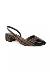 Veronica Beard Cecile 25MM Leather Cap-Toe Plaid Slingback Pumps