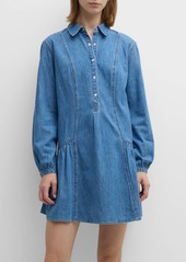 Veronica Beard Chaia Long-Sleeve Denim Mini Shirtdress 