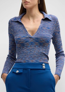 Veronica Beard Chandra Long-Sleeve Knit Polo Top