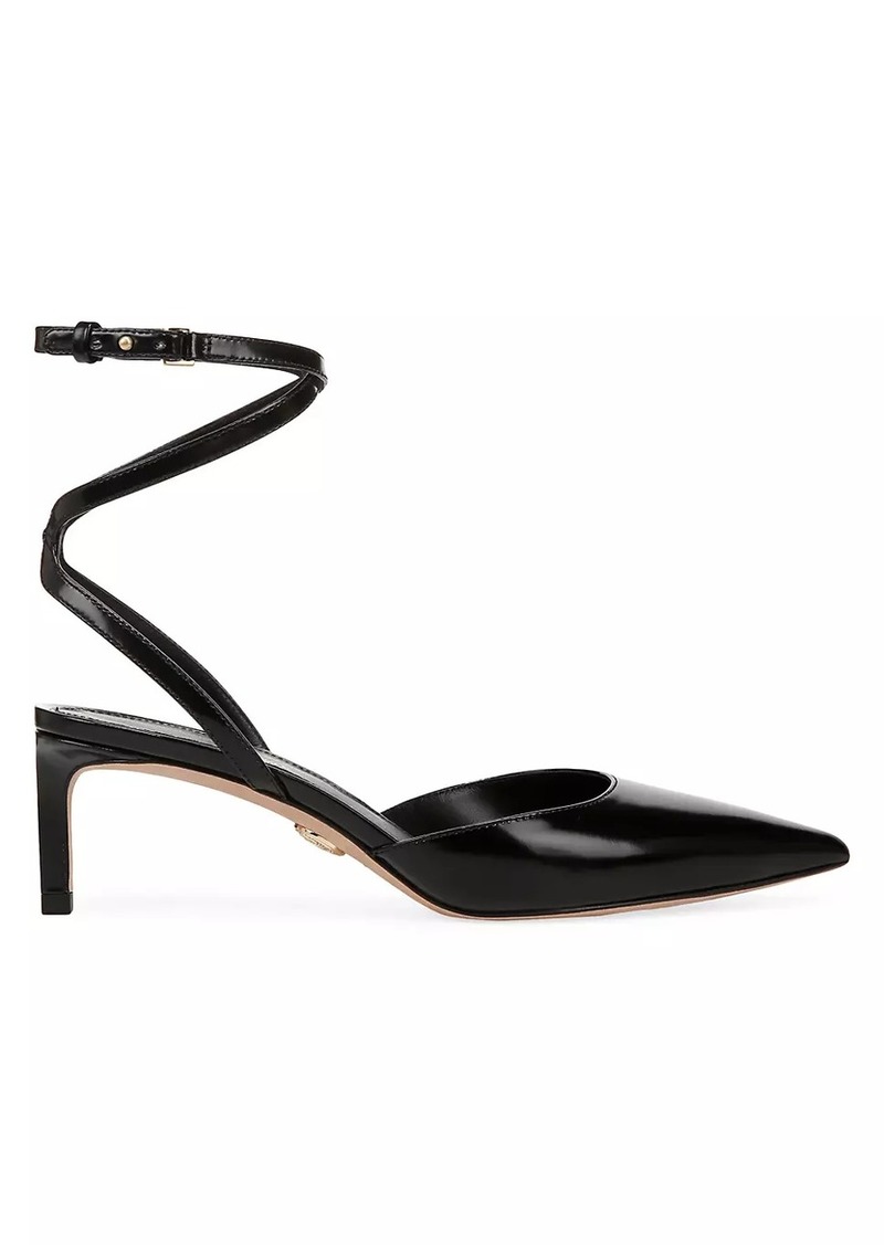 Veronica Beard Colette Leather Ankle-Wrap Pumps